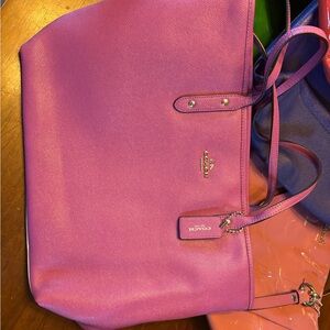 Coach Pink Leather Tote Bag